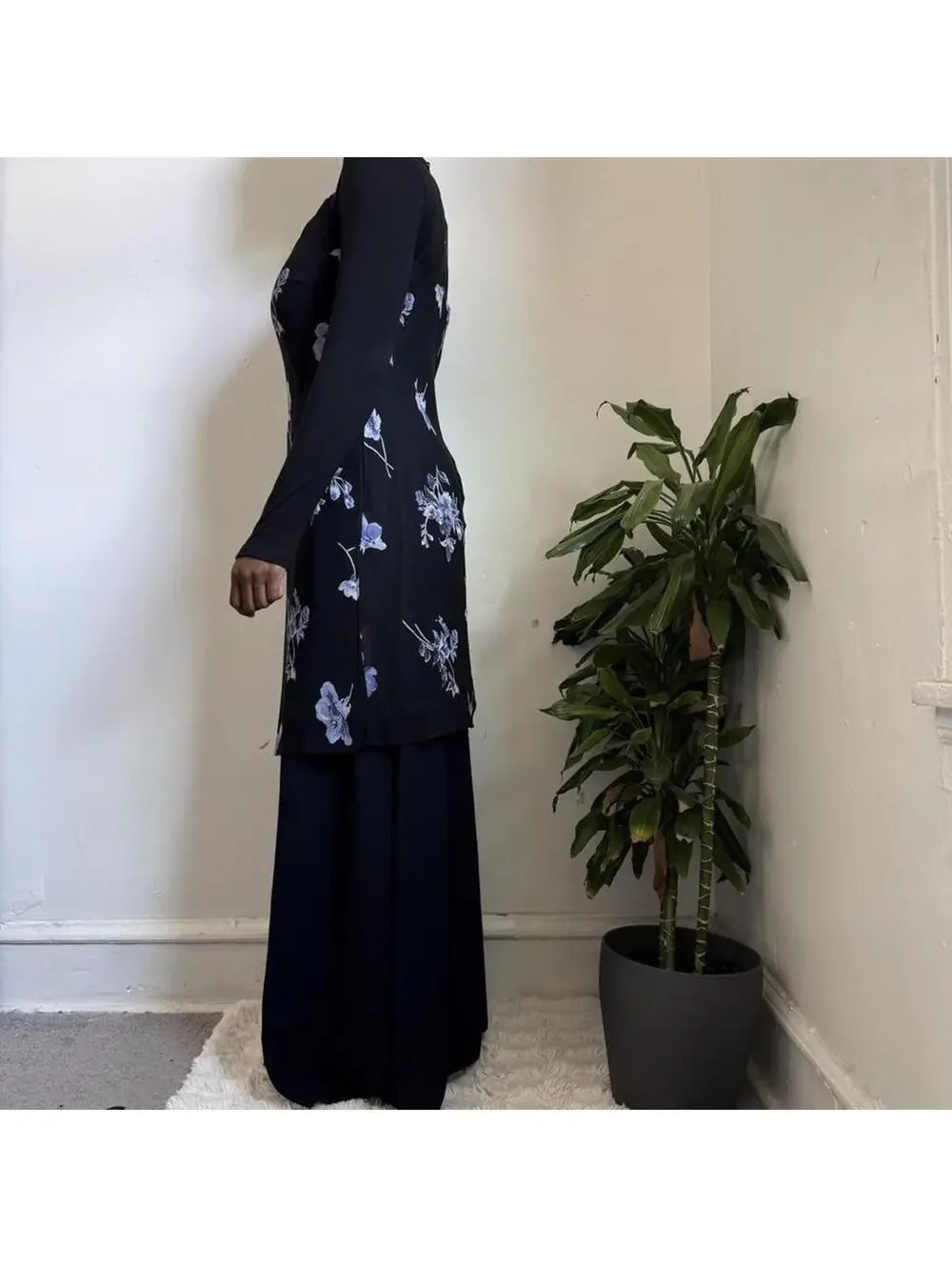 Vintage Y2K Evan-Picone Floral Watercolor Midi Dress - Size 12 - Picture 3 of 5
